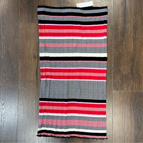 🆕 ANN TAYLOR STRIPED SWEATER PENCIL SKIRT IN BRIGHT SCARLET SZ LG - Picture 2 of 6